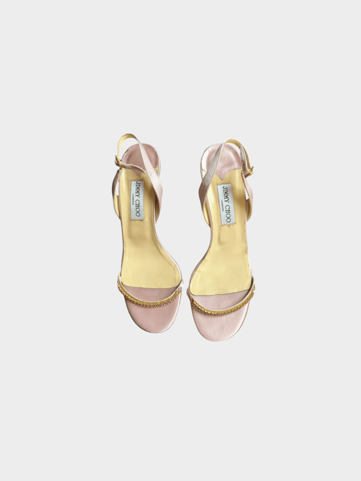 Jimmy Choo 2000s Pink Satin Crystal Sling Back Heels