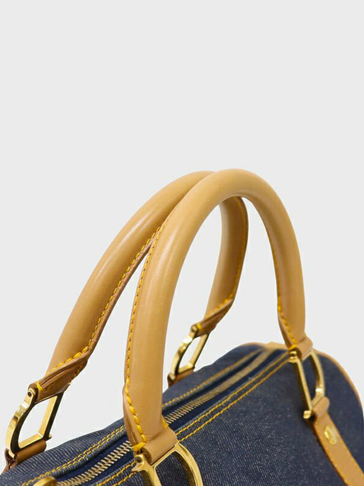 Christian Dior 2000s Navy Beige Denim Mini Boston Bag