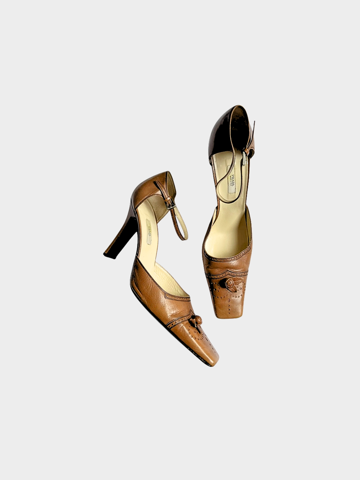 Prada 2000s Floral Brown Mary Jane Heels