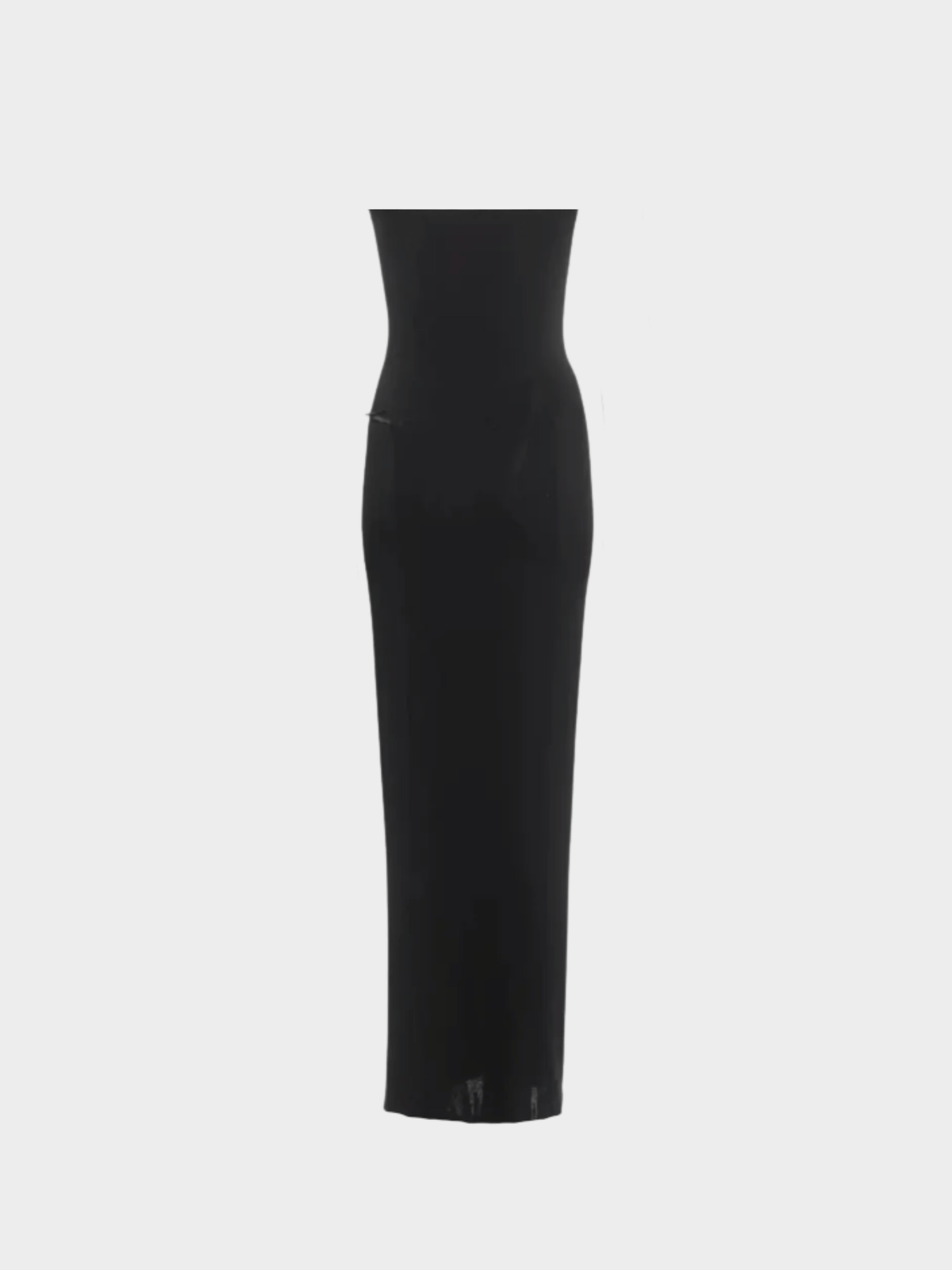 Gucci by Tom Ford 1998 Black Strapless Logo Belt Gown
