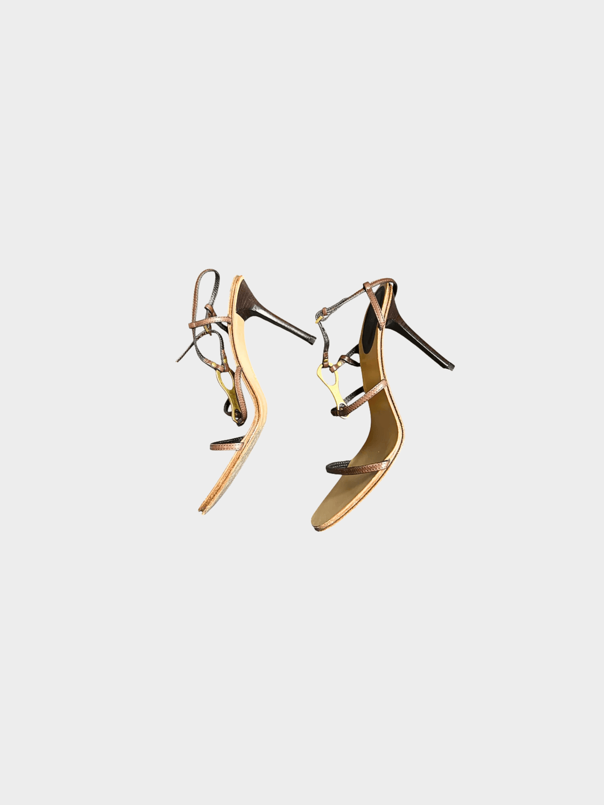 Gucci 2000s Brown Leather Bamboo Open Toe Sandal