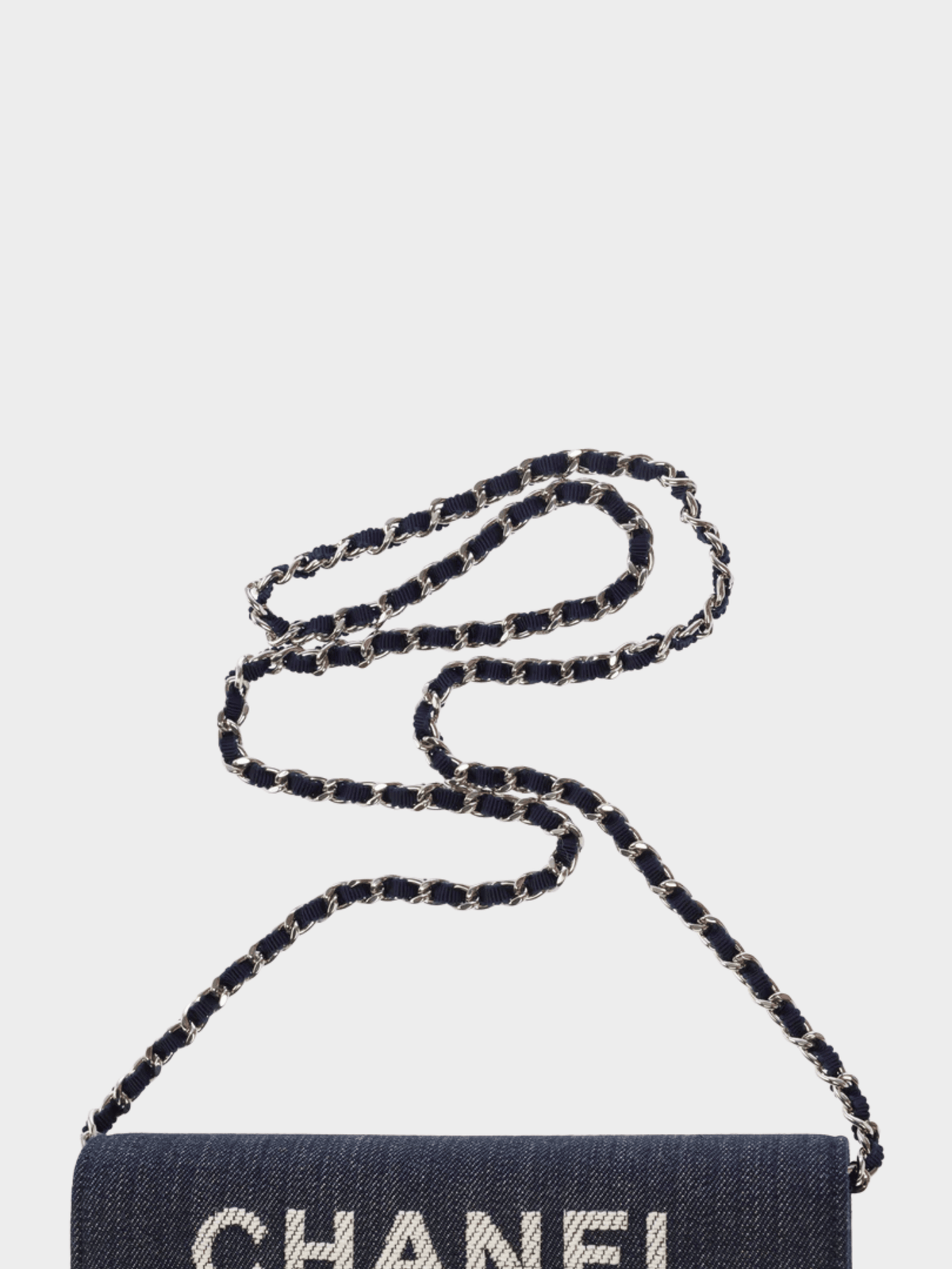 Chanel 2016 Navy Denim Wallet on Chain Bag