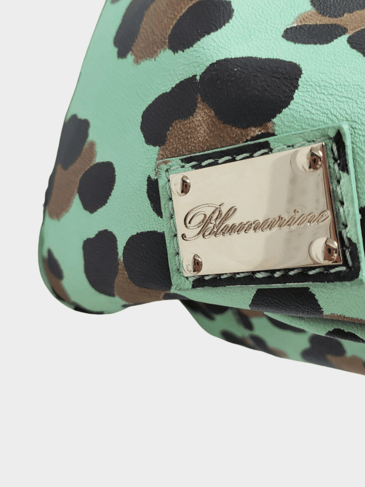 Blumarine 2000s Green Leopard Print Handbag
