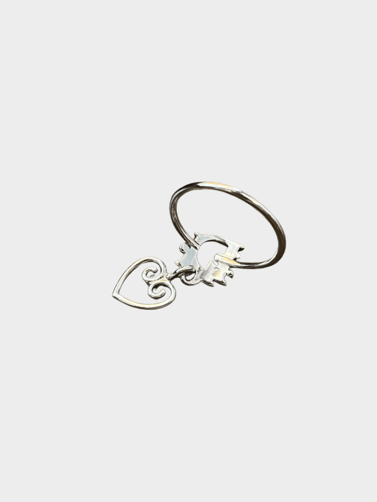 Christian Dior 2000s Red Monogram Silver Ring