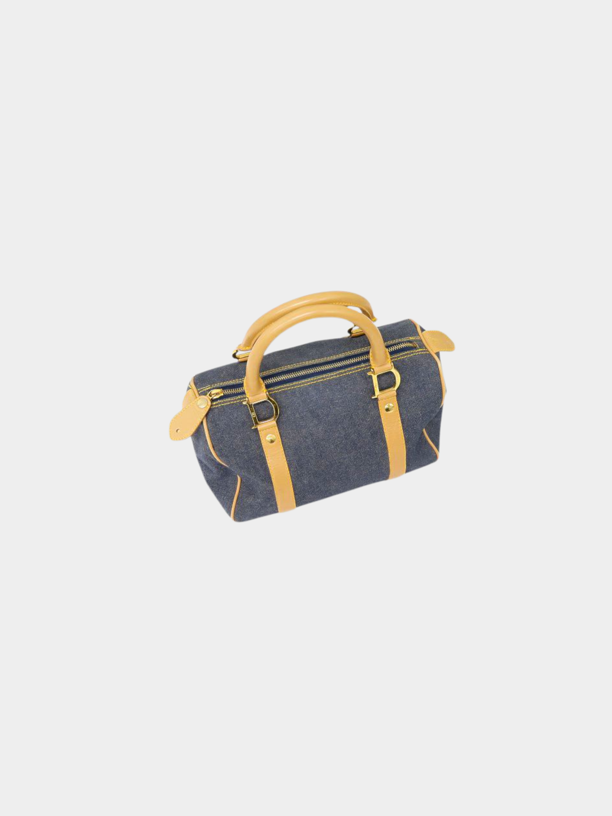 Christian Dior 2000s Navy Beige Denim Mini Boston Bag