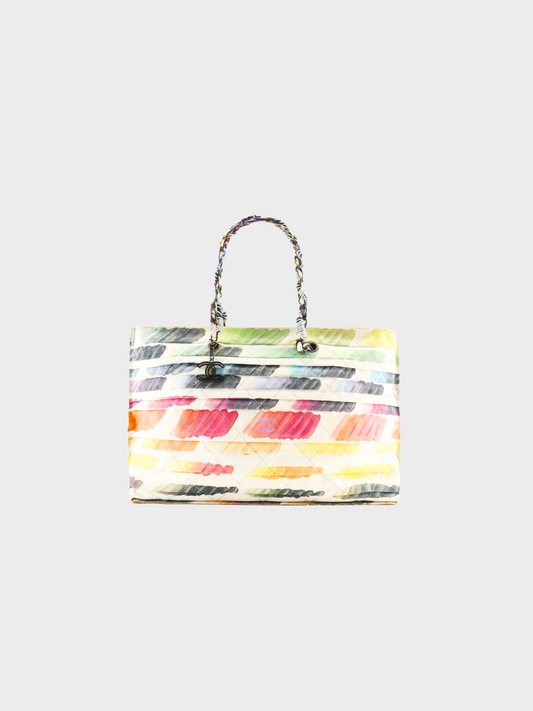 Chanel 2014 Colorama Coco Mark Chain Canvas Tote Bag