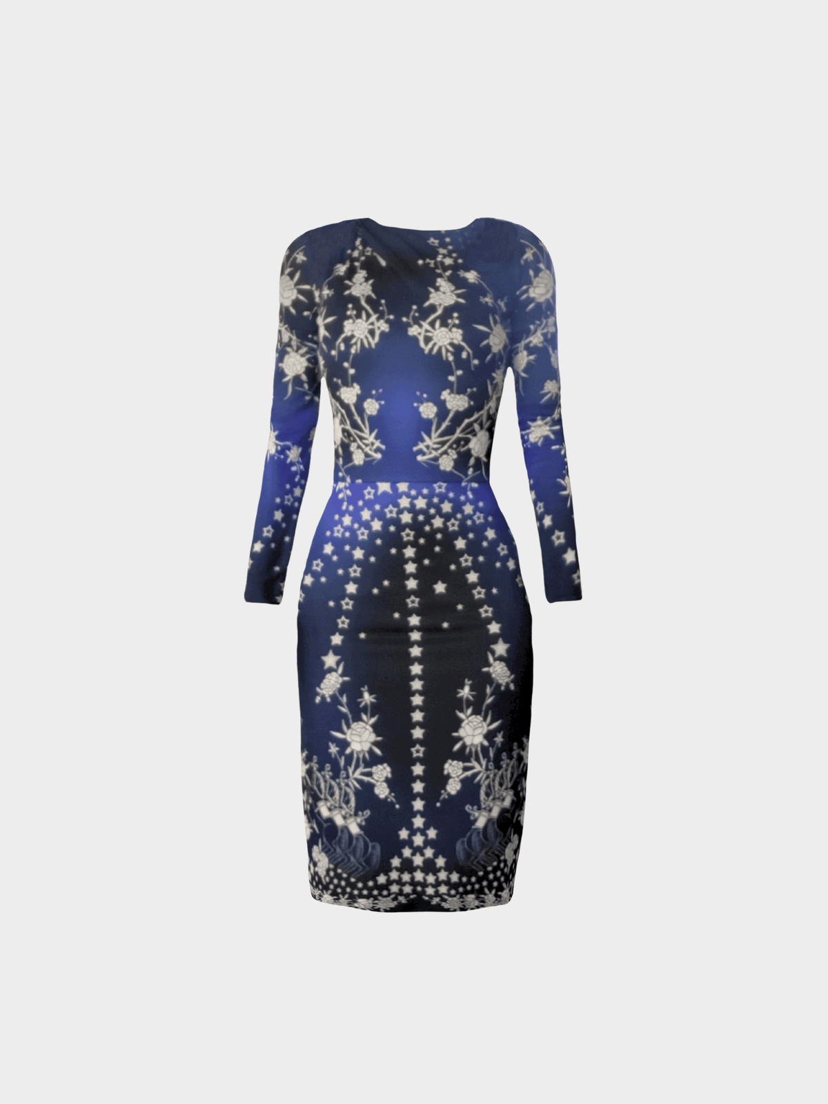 Roberto Cavalli Pre-Fall 2015 Blue & Black Star-Print Bodycon Dress