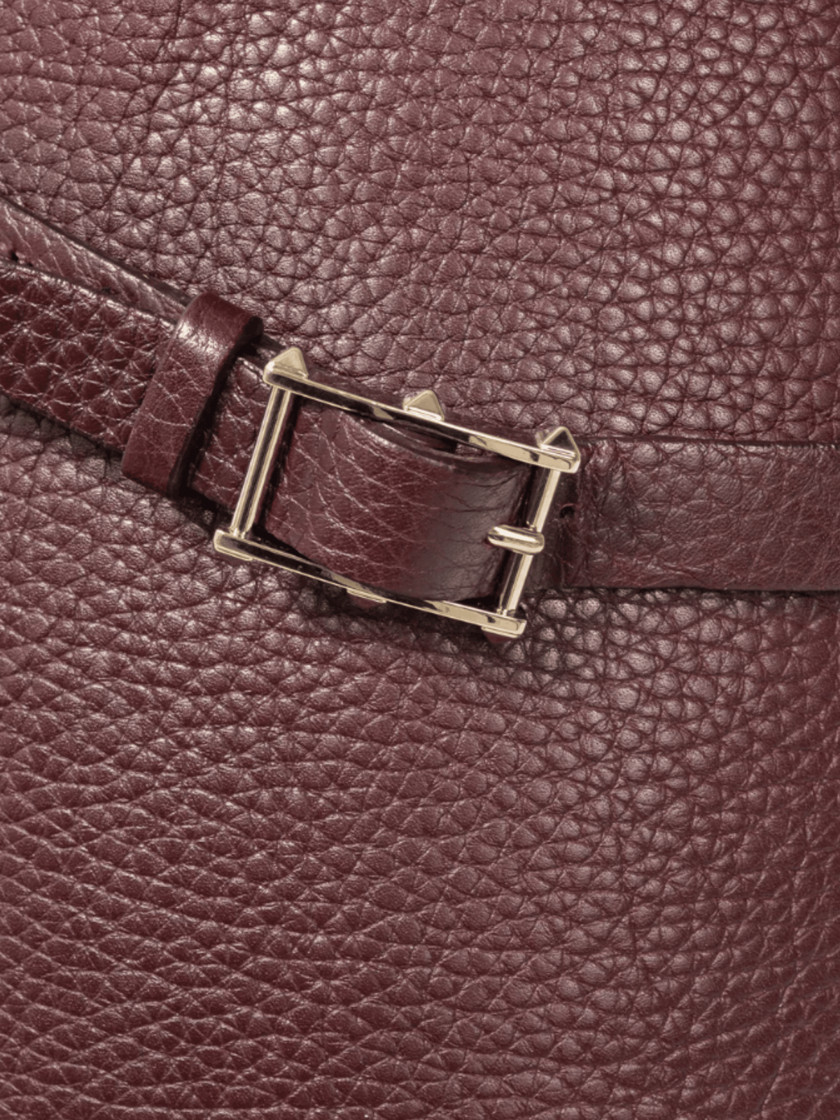 Valentino Garavani 2010s Burgundy Pebbled-Leather Rockstud-Buckle Riding Boots