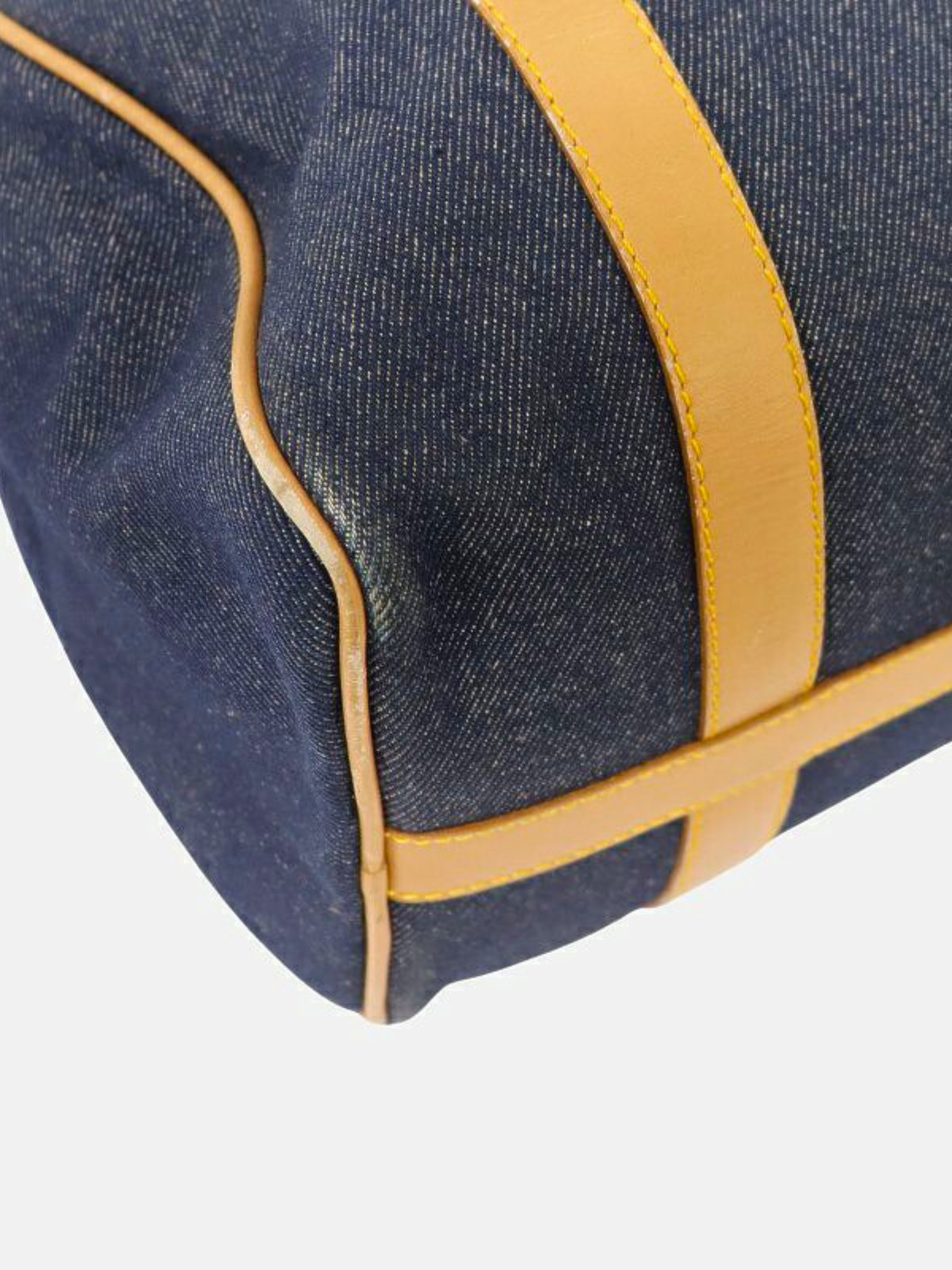 Christian Dior 2000s Navy Beige Denim Mini Boston Bag