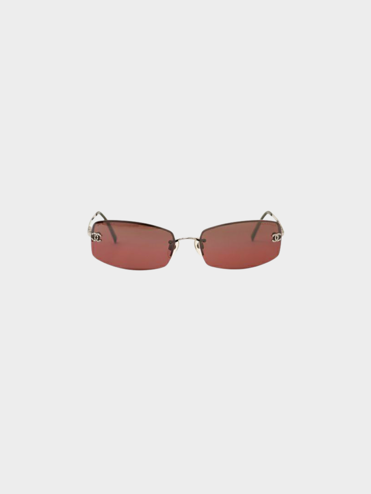 Chanel 2000s Burgundy CC Rectangle Sunglasses