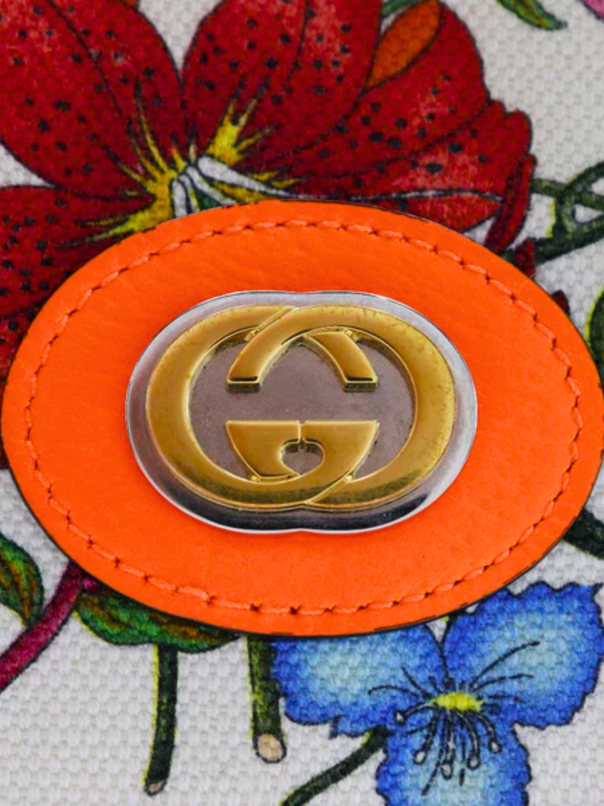 Gucci 2010s Orange GG Flora Shoulder Bag