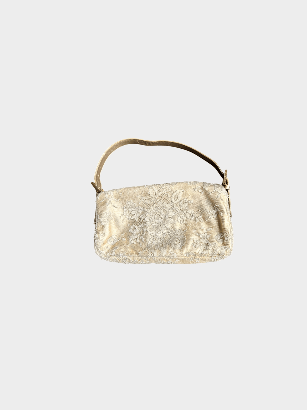 Fendi 2000s Champagne Lace Crystal Baguette Bag