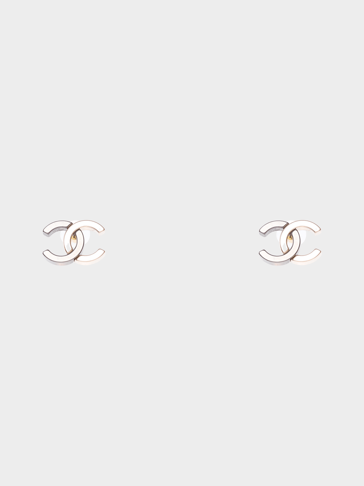 Chanel 2020s CC Silver and Gold Metal Earrings