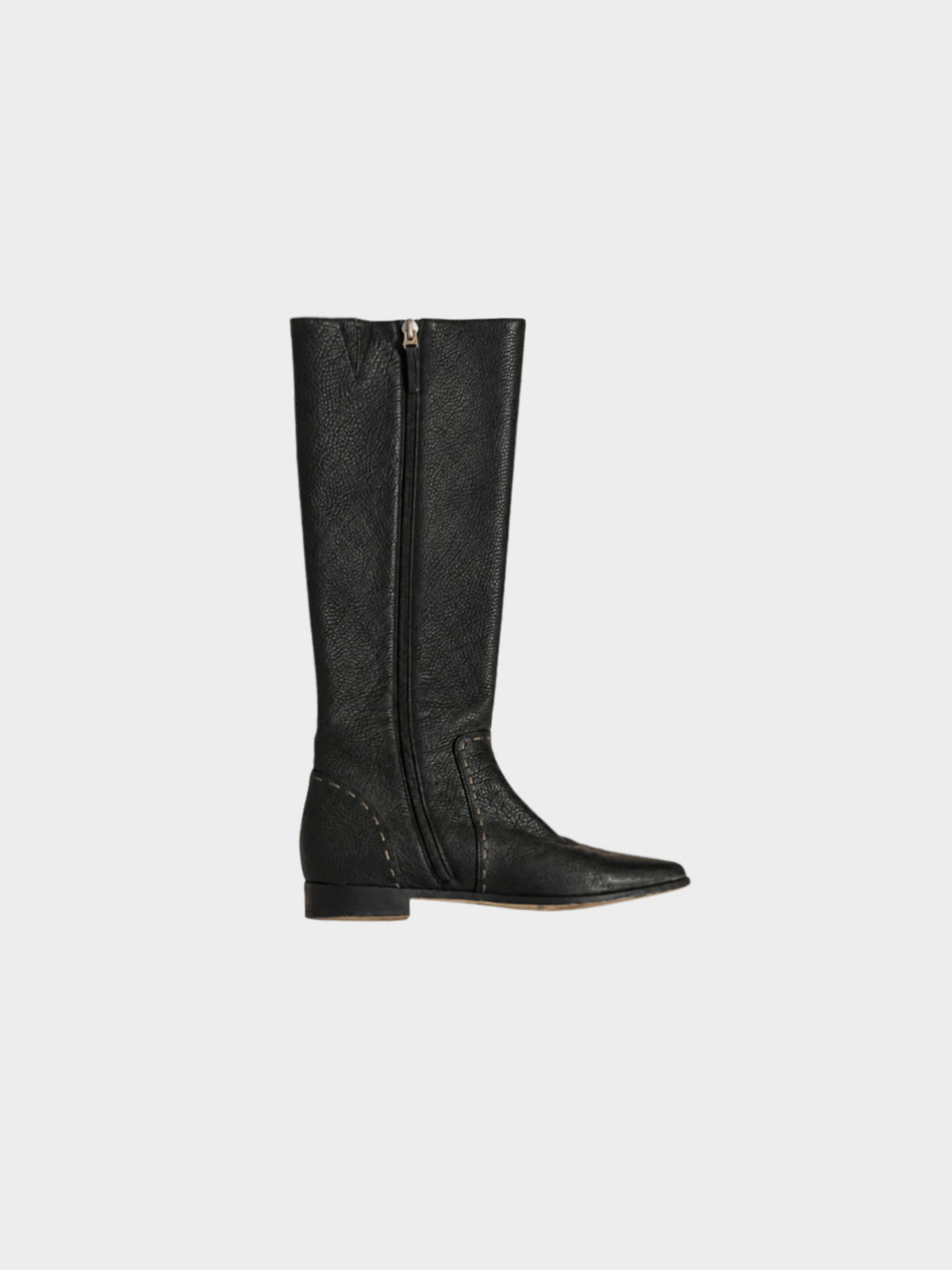 Fendi 2000s Black Leather Mid Calf Boots
