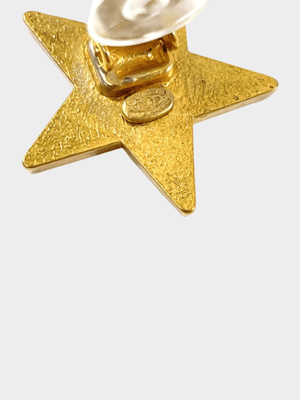 Chanel 2000s Cream Gold Coco Star Earrings