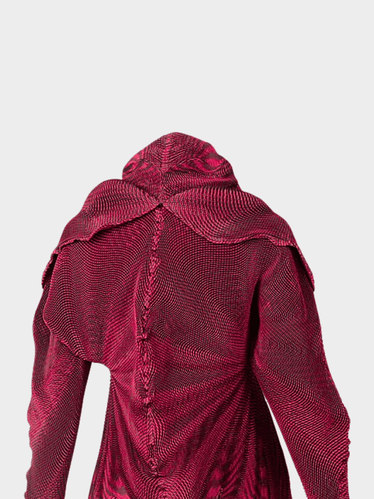 Issey Miyake FW 2017 Pleated Burgundy Sculptural Jacket