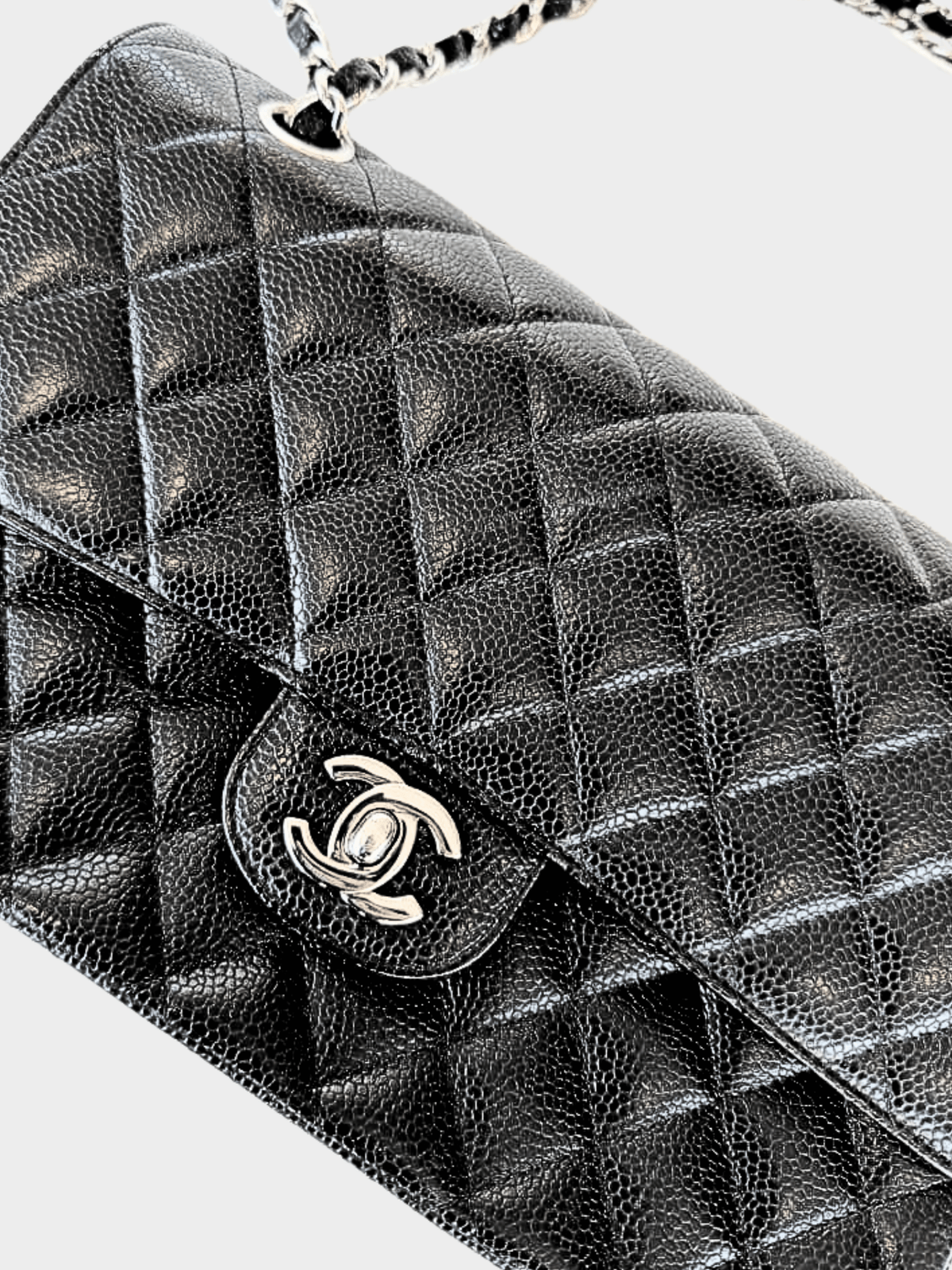Chanel 2012 Black Classic 25 Caviar Skin Flap Bag
