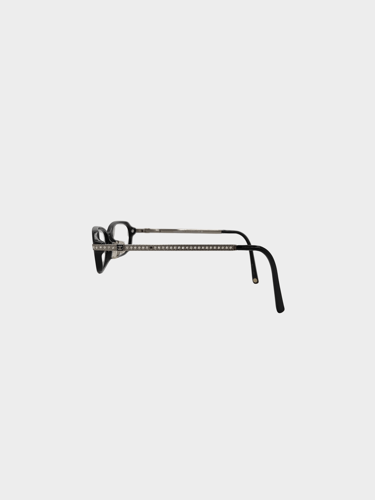 Chanel 2000s Black Framed Rhinestone Glasses