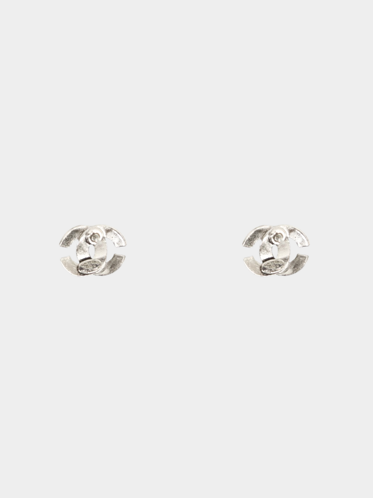 Chanel 2000s Silver CC Stud Earrings
