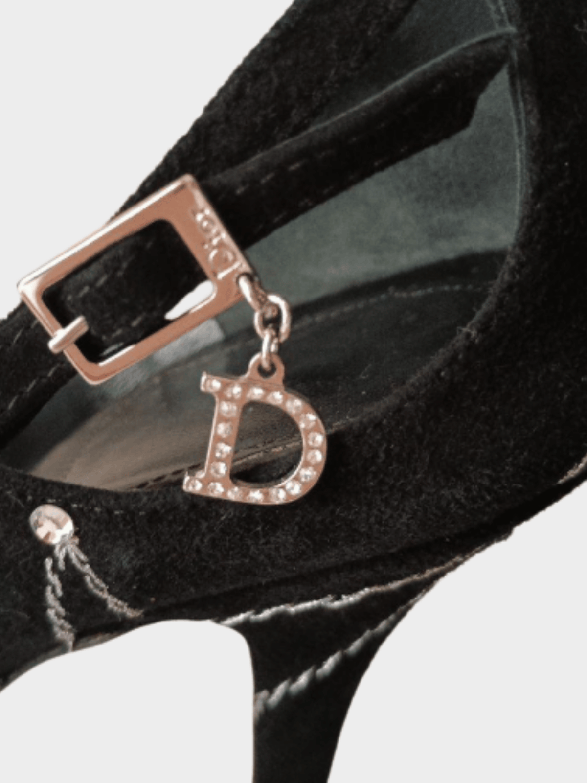 Christian Dior 2000s Black Suede Crystal Embellishments Slingback Sandals
