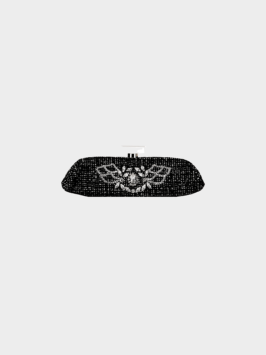 Chanel 2010s Black Tweed Perfume Bottle Clutch Bag