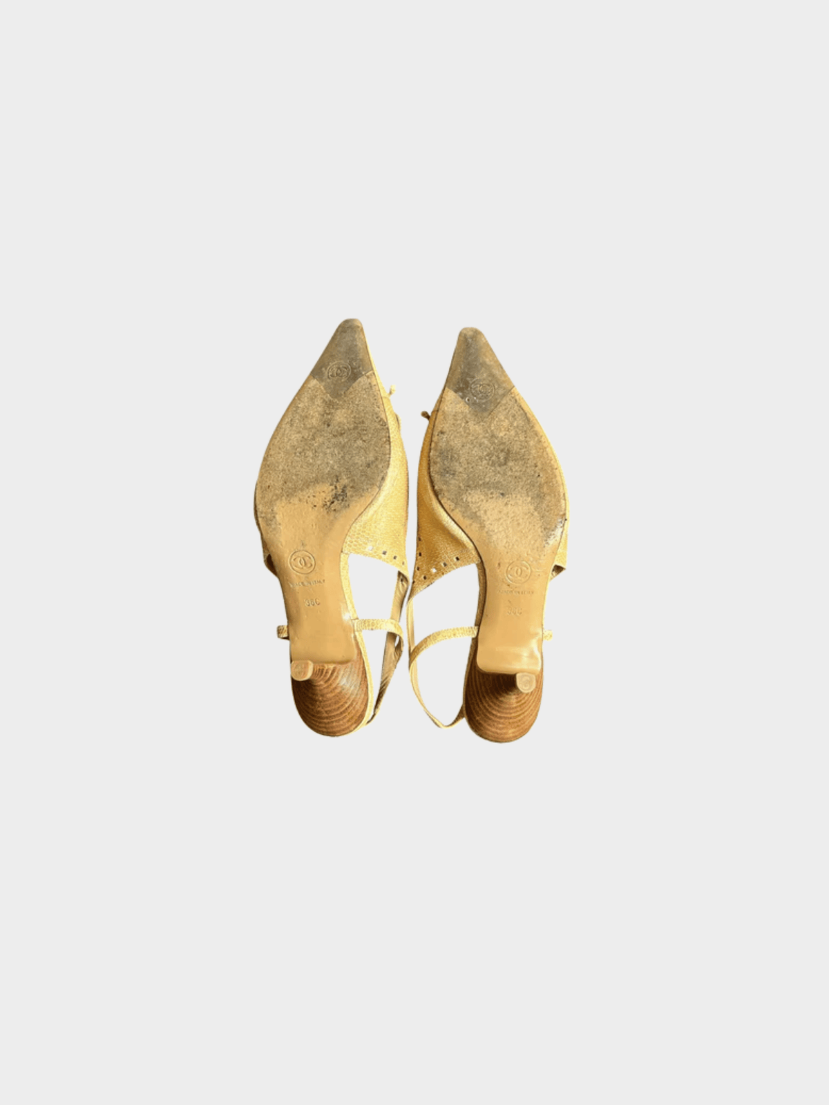 Chanel 2000s Beige Lizard Slingback Heels