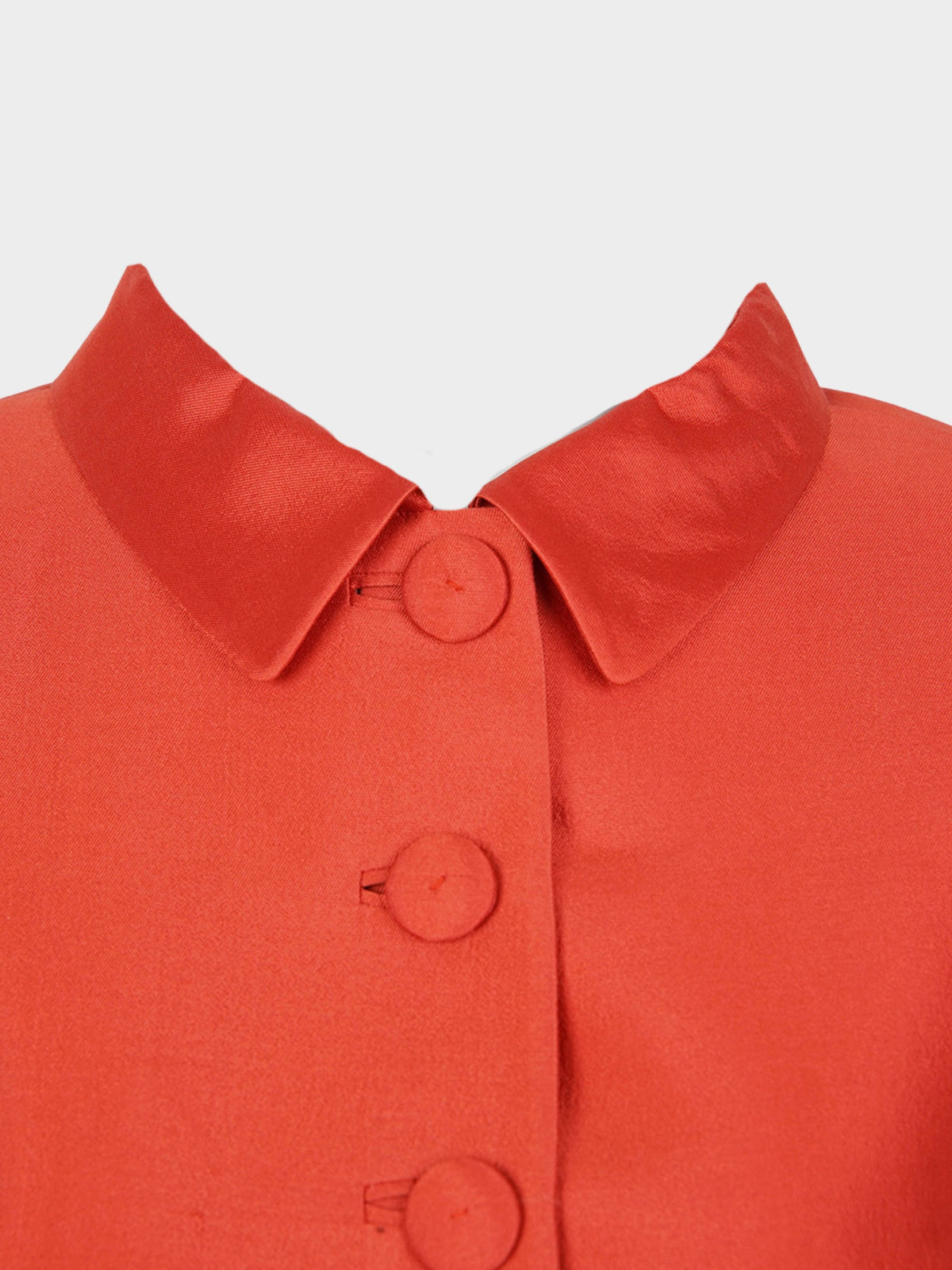 Prada FW 1995 Red Silk Blazer and Skirt Set