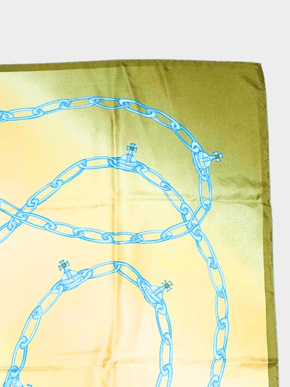Vivienne Westwood 2000s Green Chain Print Silk Scarf