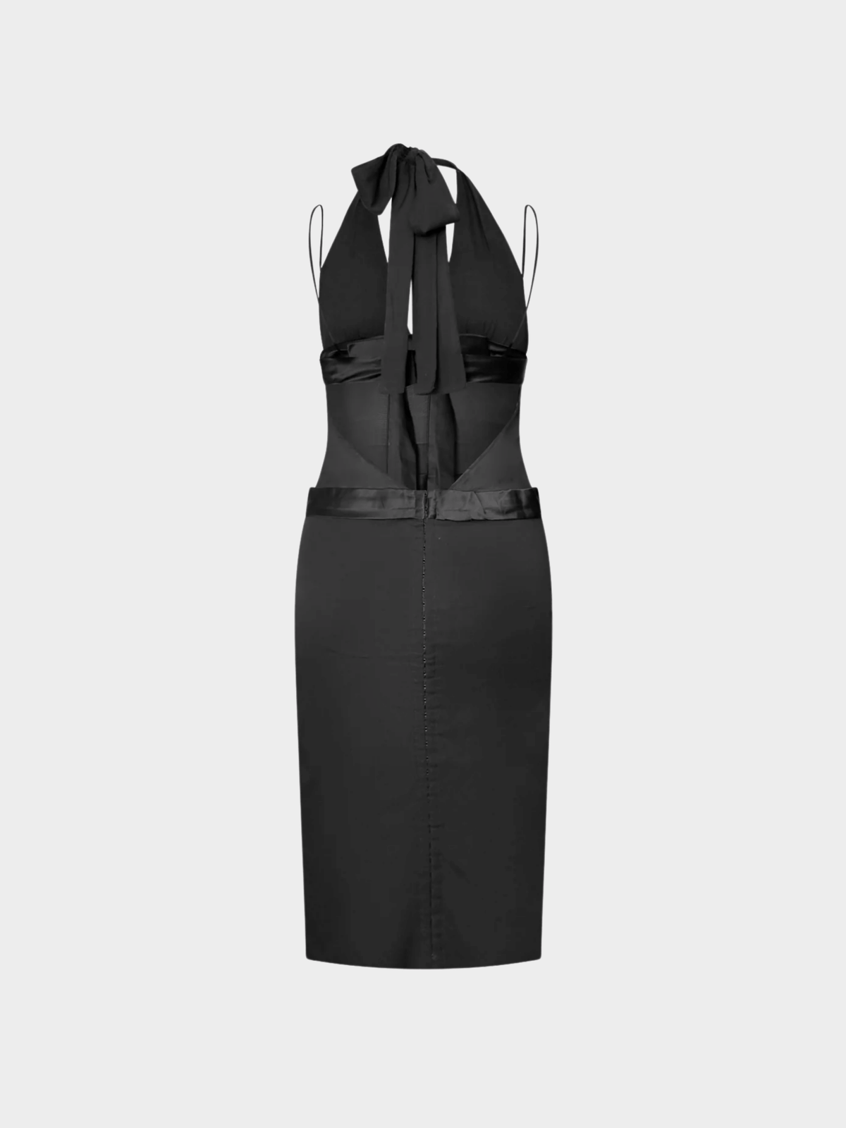 Dolce and Gabbana SS 2004 Runway Black Halter-neck Silk Bowed Dress