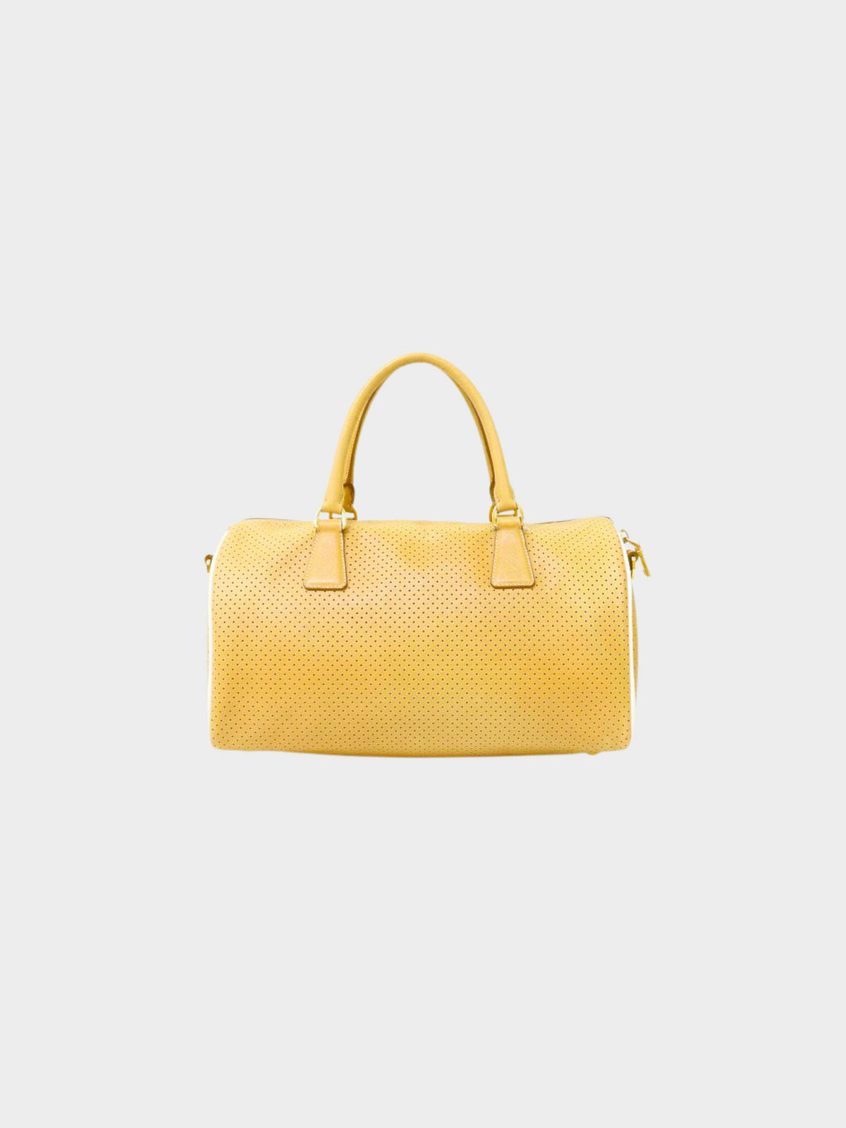 Prada 2000s Beige Perforated Leather Bowler Two-Way Bag
