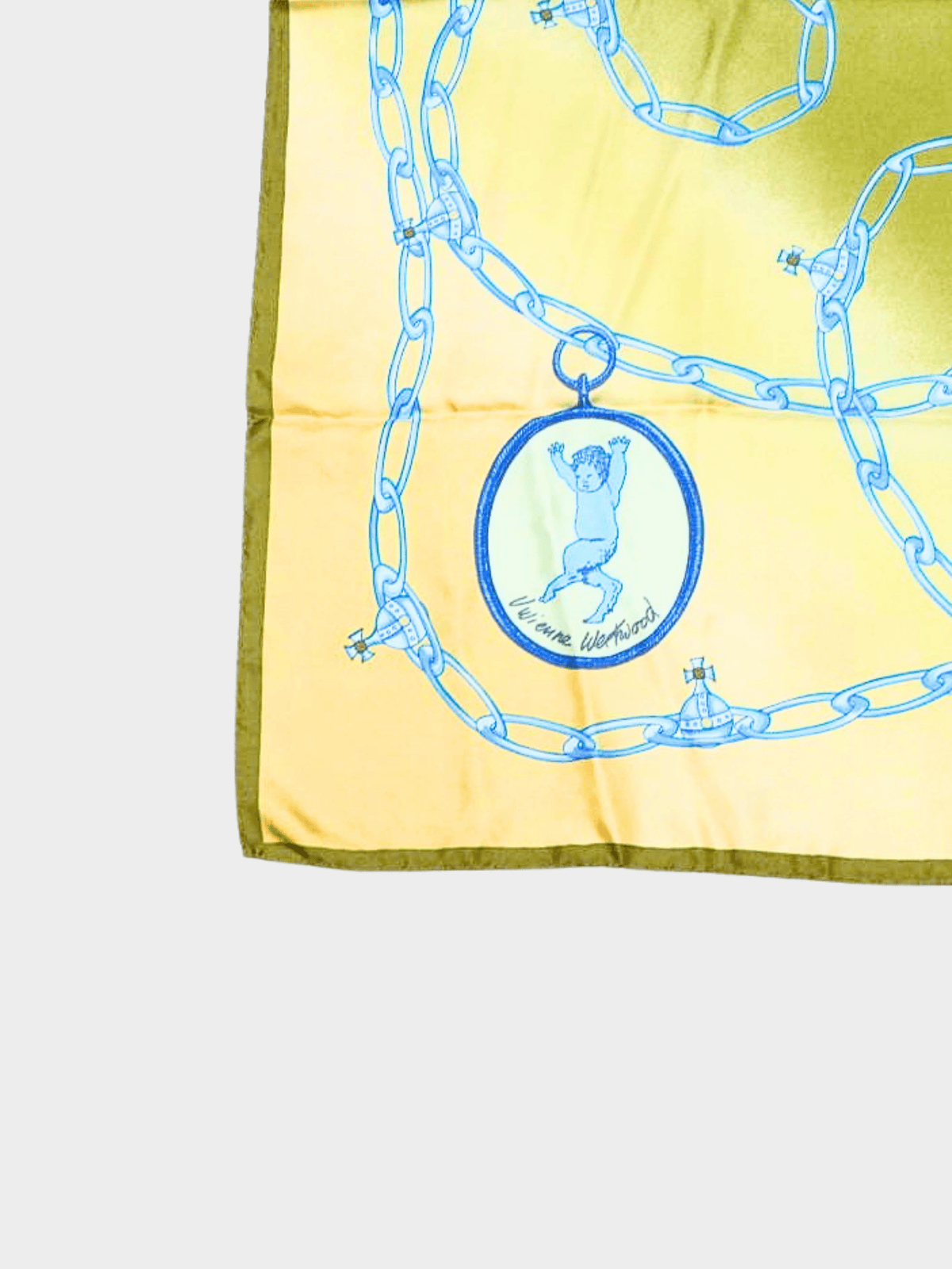 Vivienne Westwood 2000s Green Chain Print Silk Scarf