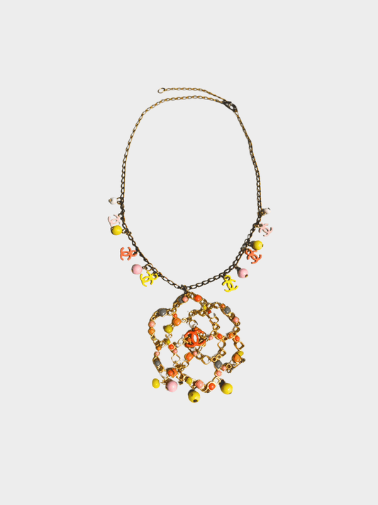 Chanel SS 2003 CC Gold Multicolor Charm Link Necklace