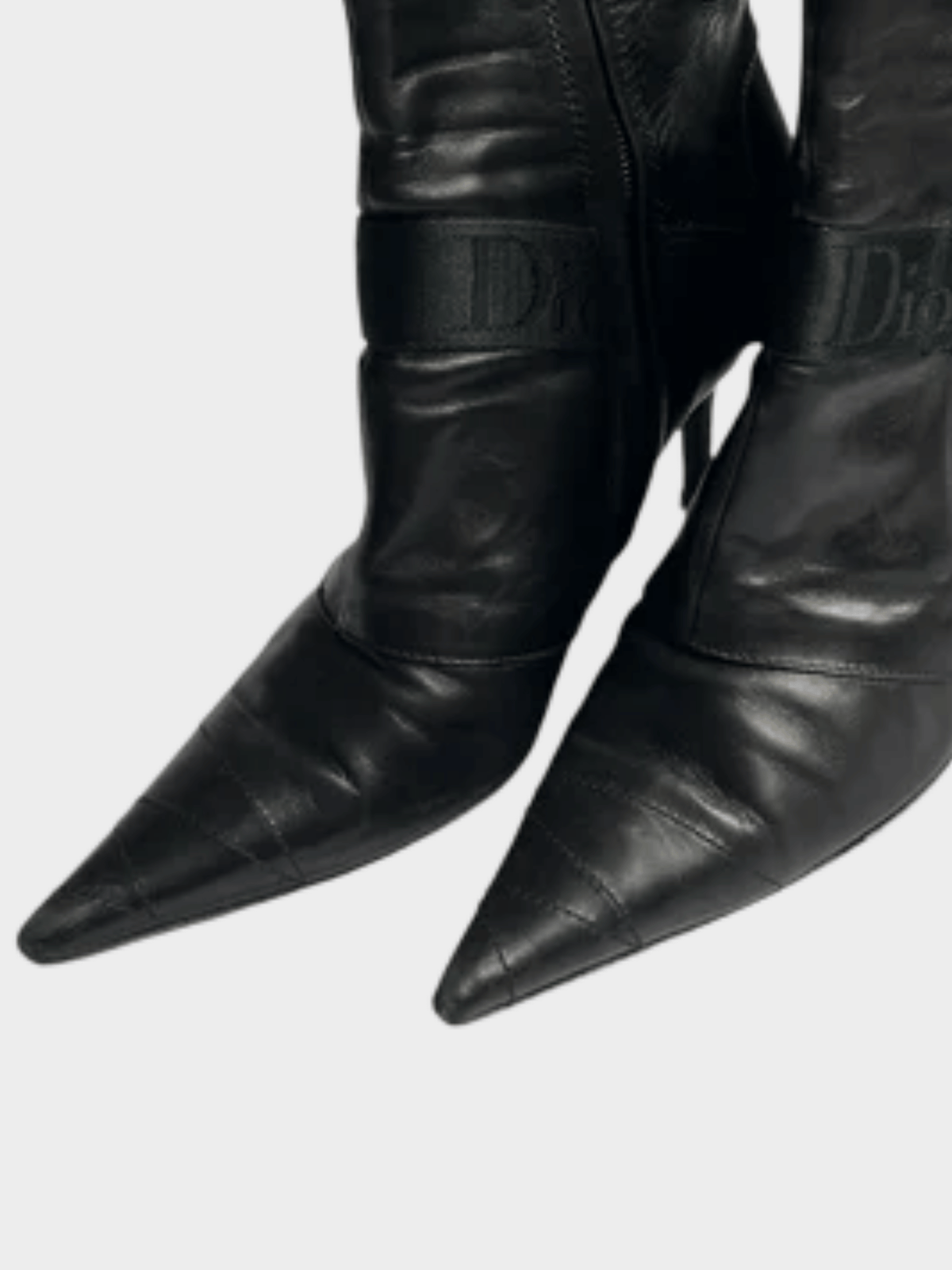 Christian Dior AW 2003 Black Hardcore D Buckle Pointed Toe Ankle Boots