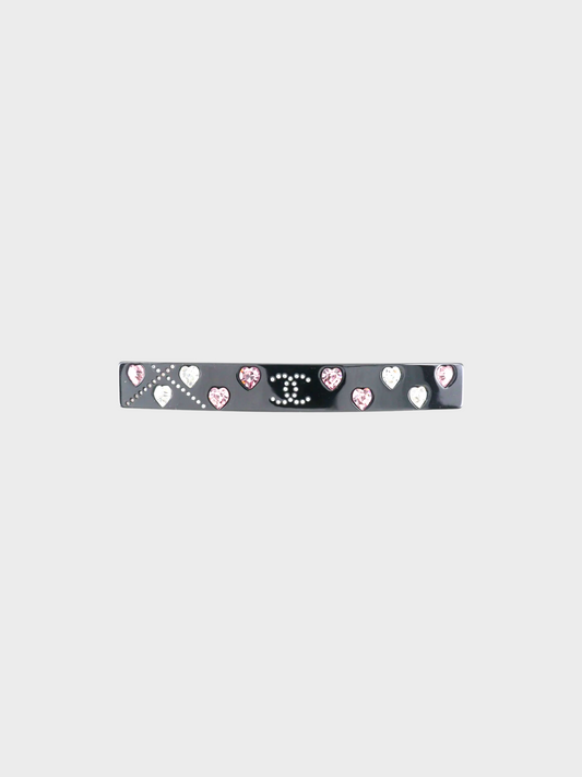 Chanel Fall 2004 Black Heart Rhinestone CC Barrette