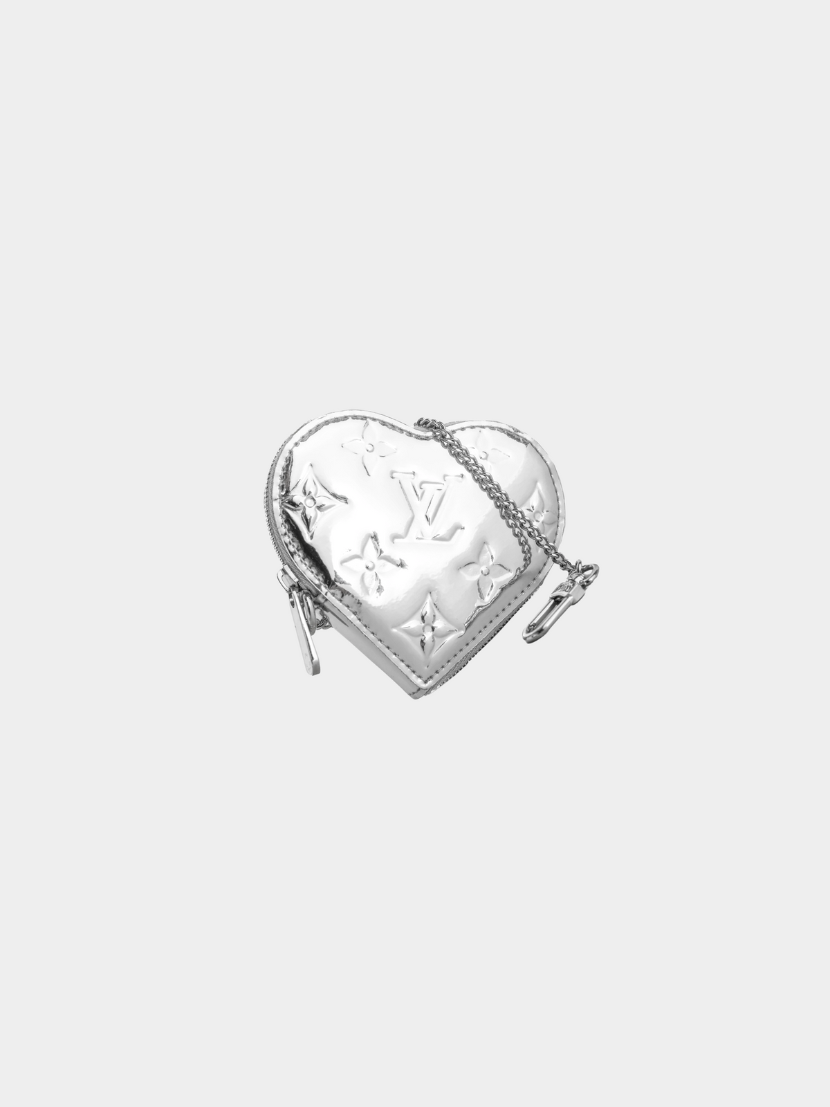 Louis Vuitton 2008 Silver Monogram Miroir Heart Coin Purse