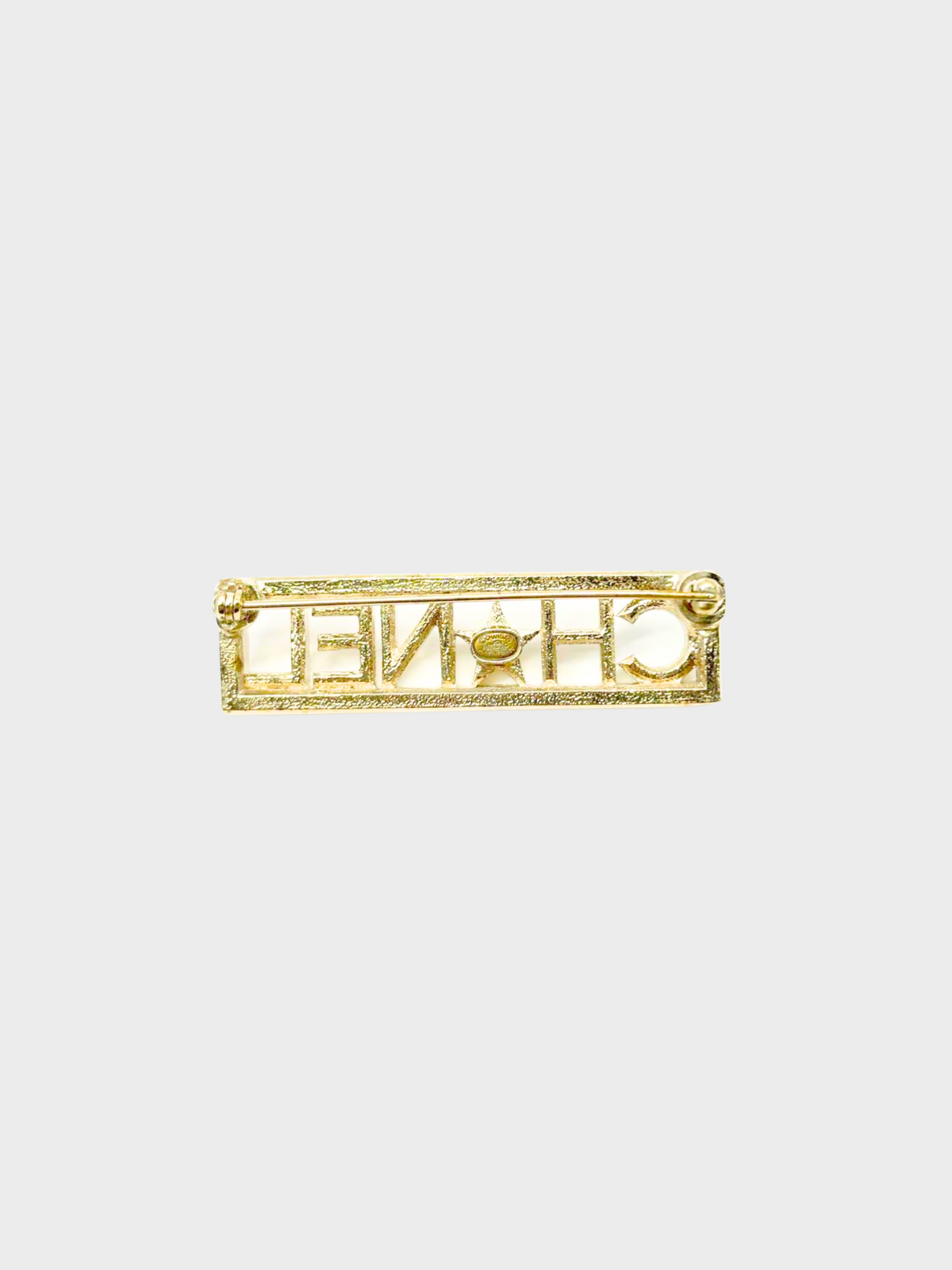 Chanel 2017 Gold Logo Star Rhinestone Brooch