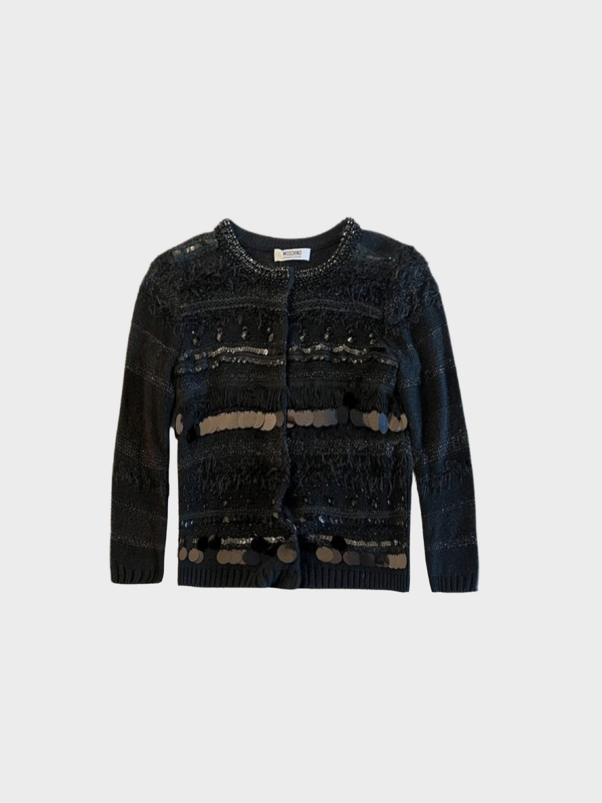 Moschino 1990s Cheap and Chic Black Sequin Cardigan