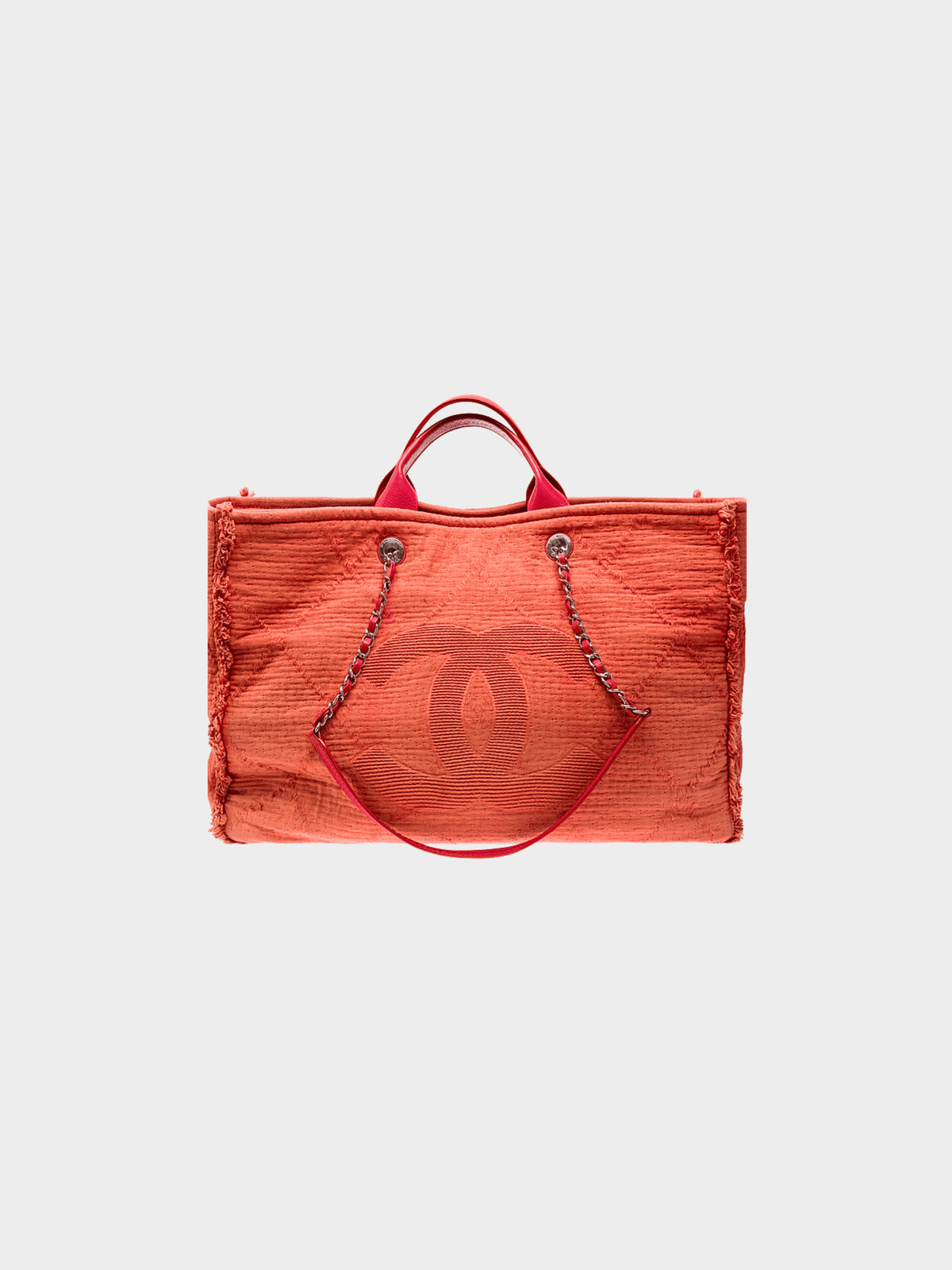 Chanel 2019 Red Orange Canvas Large Double Face Shopping Tote