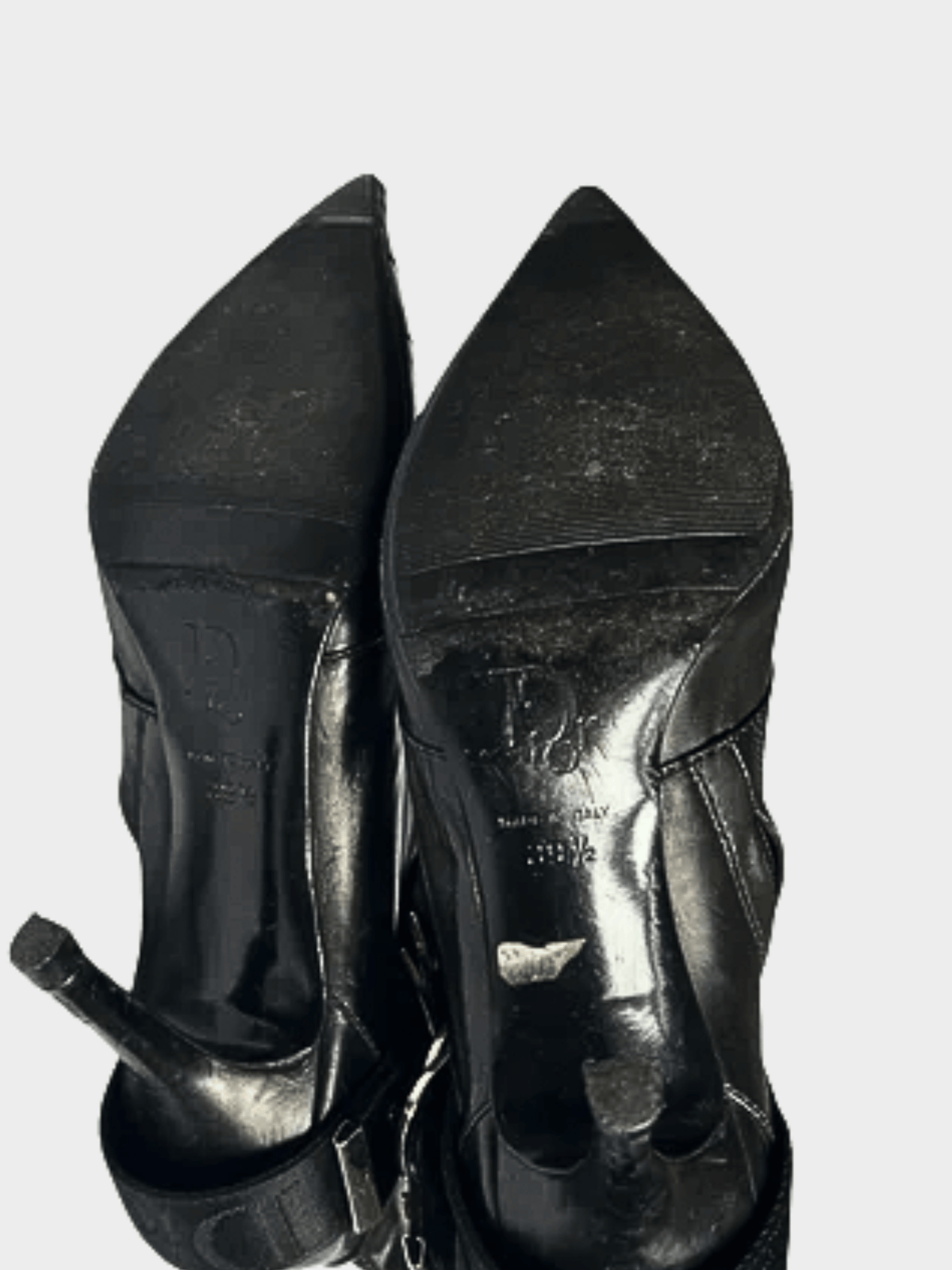 Christian Dior AW 2003 Black Hardcore D Buckle Pointed Toe Ankle Boots
