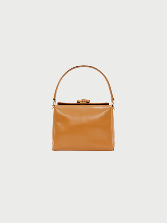 Gucci 1947 Brown Leather Bamboo Turn Lock Handbag