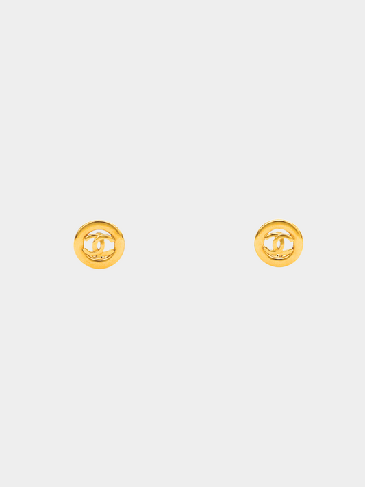 Chanel 1990s Gold COCO Round Earrings