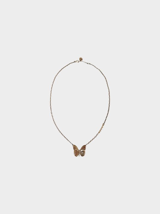 Chloé 1990s Copper and Silver Butterfly Necklace