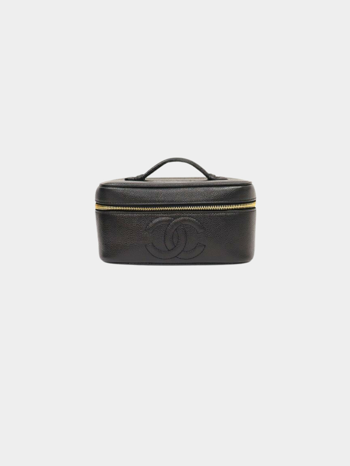 Chanel 1990s Black Caviar Vanity Bag