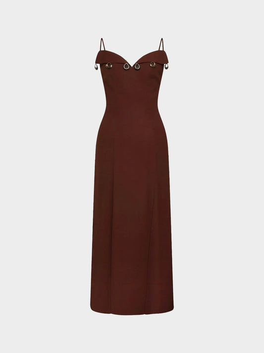 Thierry Mugler SS 1998 Brown Pampille Dress