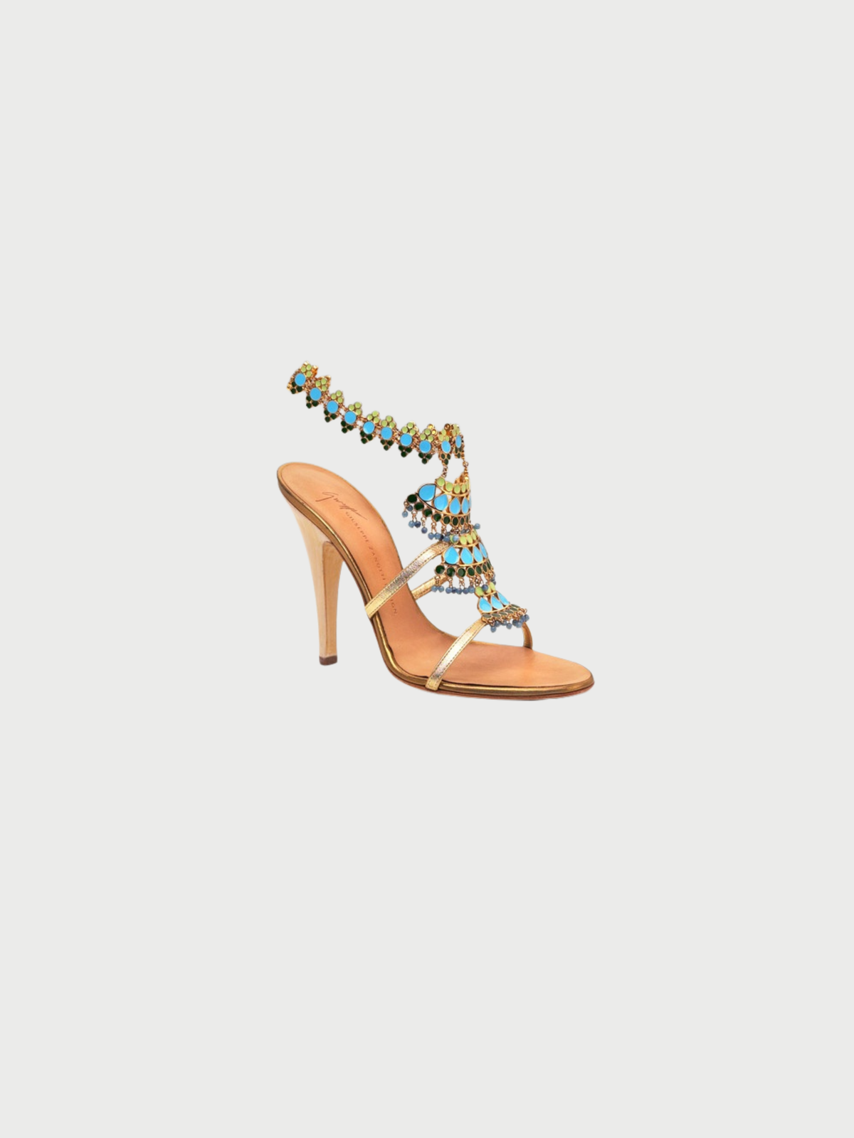 Giuseppe Zanotti 2000s Gold Multicolor Jeweled Chandelier Mule Heels