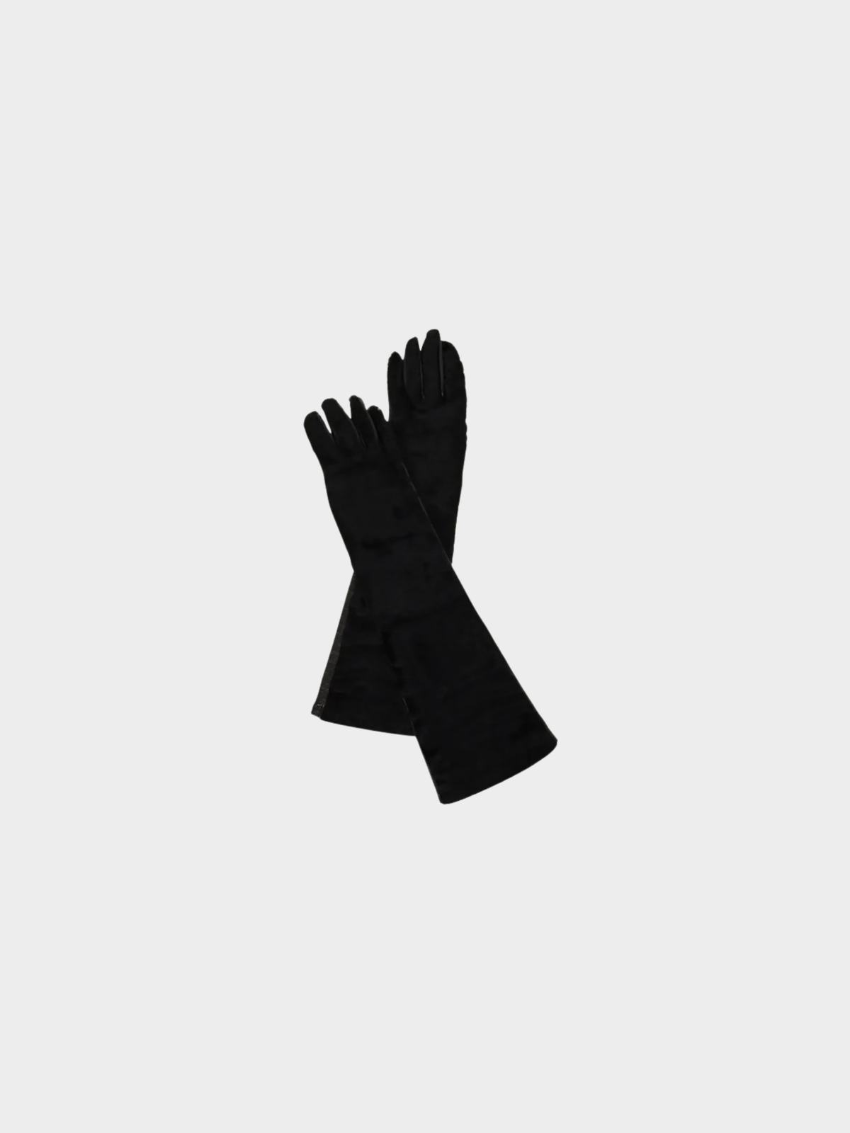 Prada 2000s Black Leather Lamb Fur Long Gloves