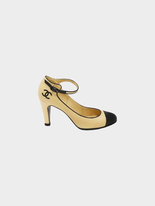 Chanel 2020s Black and Beige Two-toned Mary Jane Pumps
