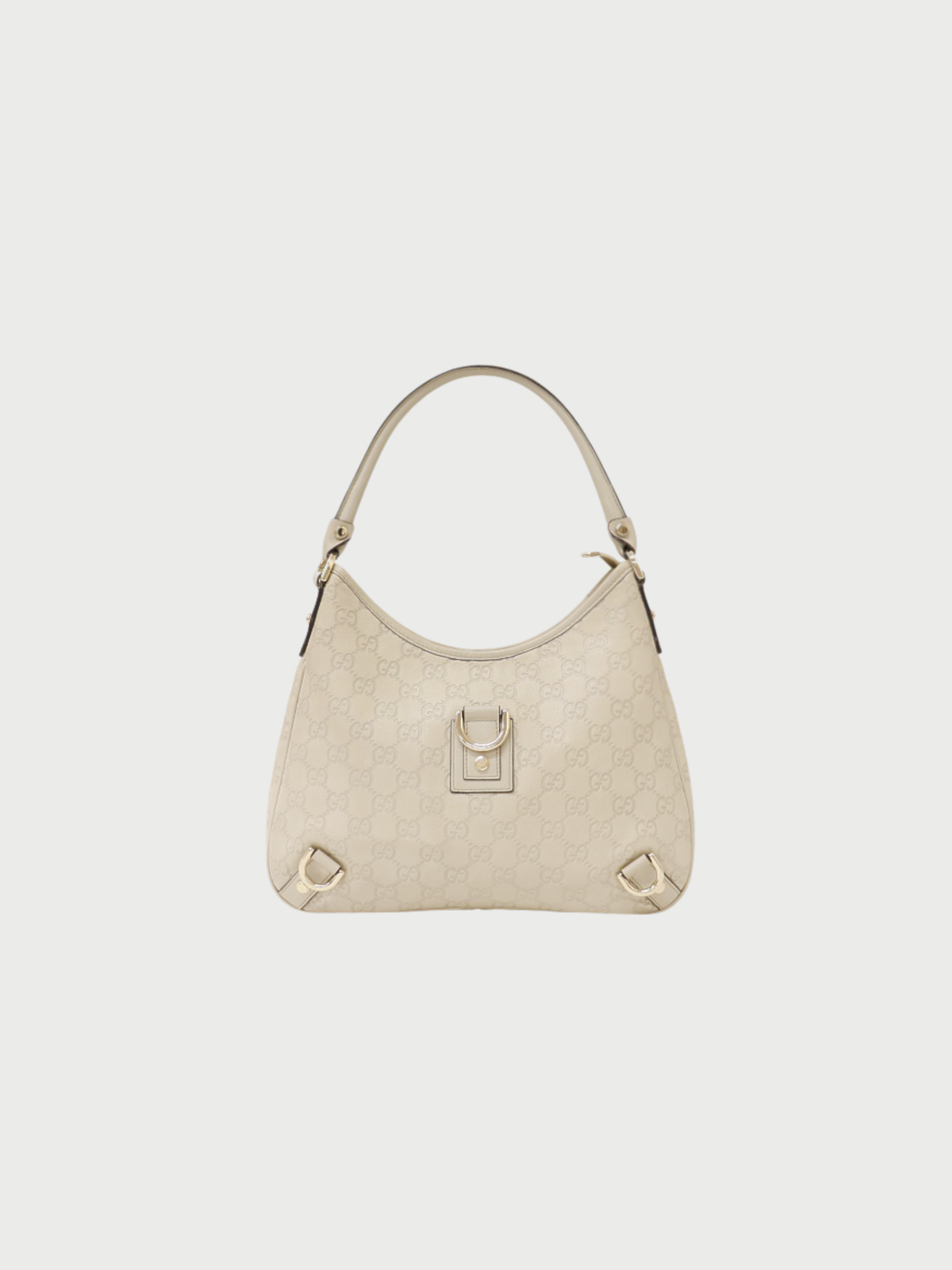 Gucci 2000s White Leather Abbey GG One-Shoulder Bag