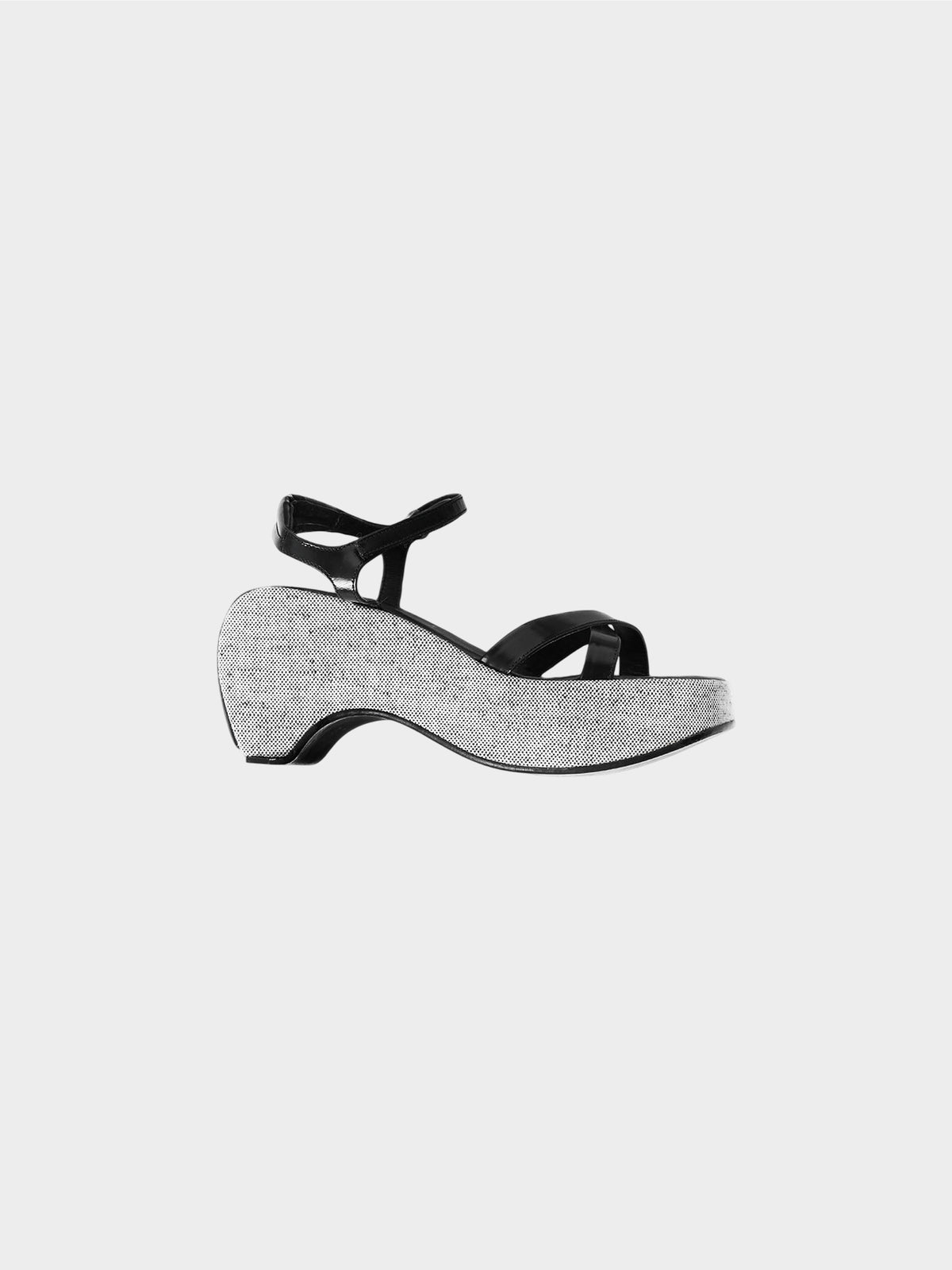 Prada SS 1999 Black and Grey Platform Sandals