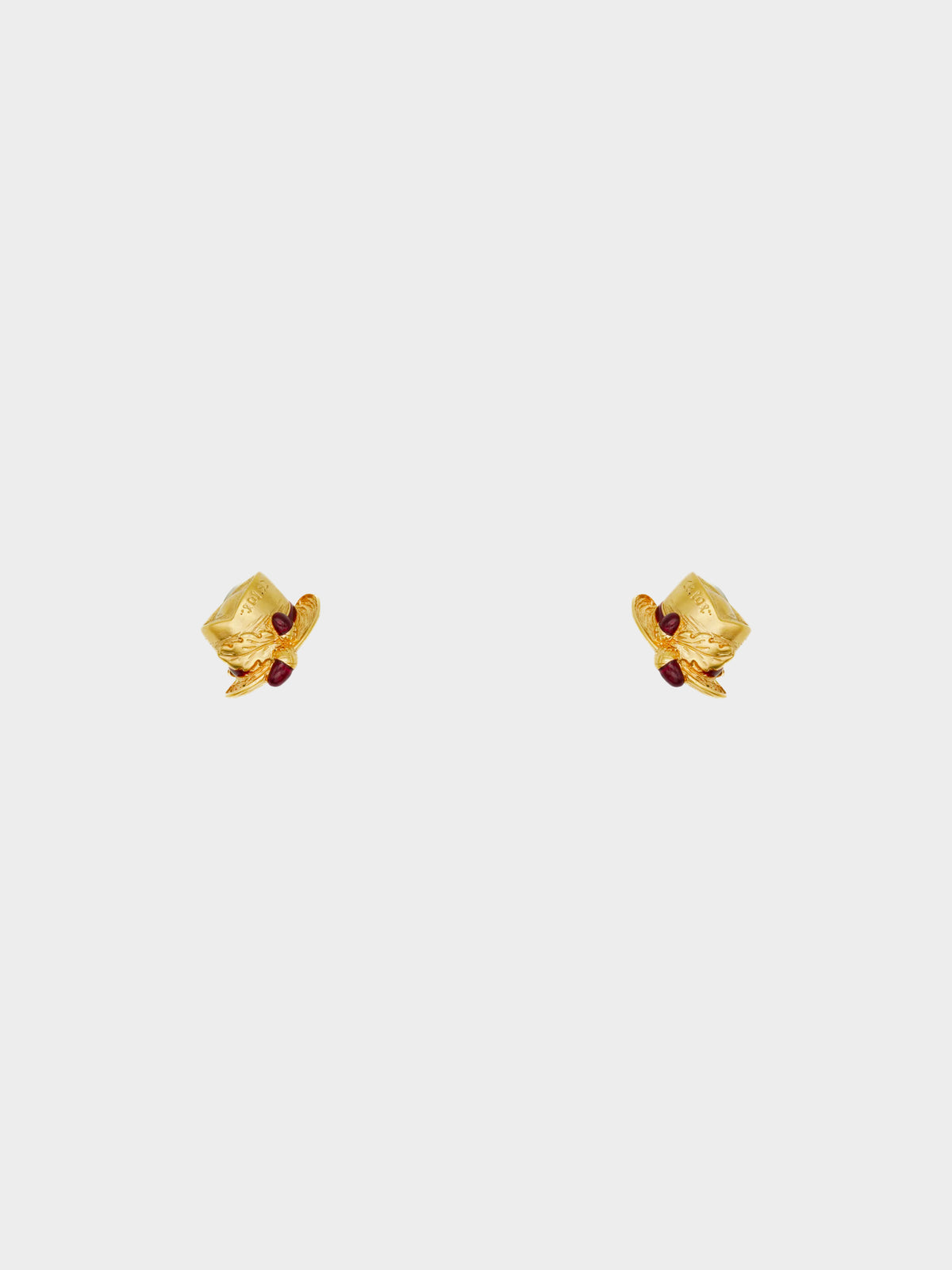 Chloé 1990s Gold Hat with Acorn Clip-On Earrings